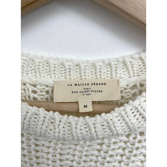 Sezane Clement Jumper Sweater Chunky Textured Knit Balloon Sleeves Stripe - Med - Picture 6 of 12